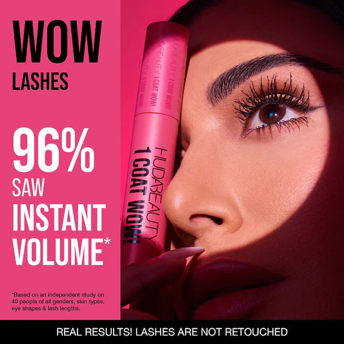 HUDA BEAUTY
1 Coat WOW! Extra Volumizing and Lifting Mascara Color: Very Vanta - Extreme Black