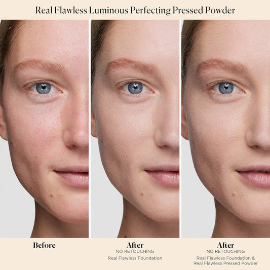 LAURA MERCIER
Real Flawless Luminous Perfecting Pressed Powder in Translucent for very fair to light medium skin tones