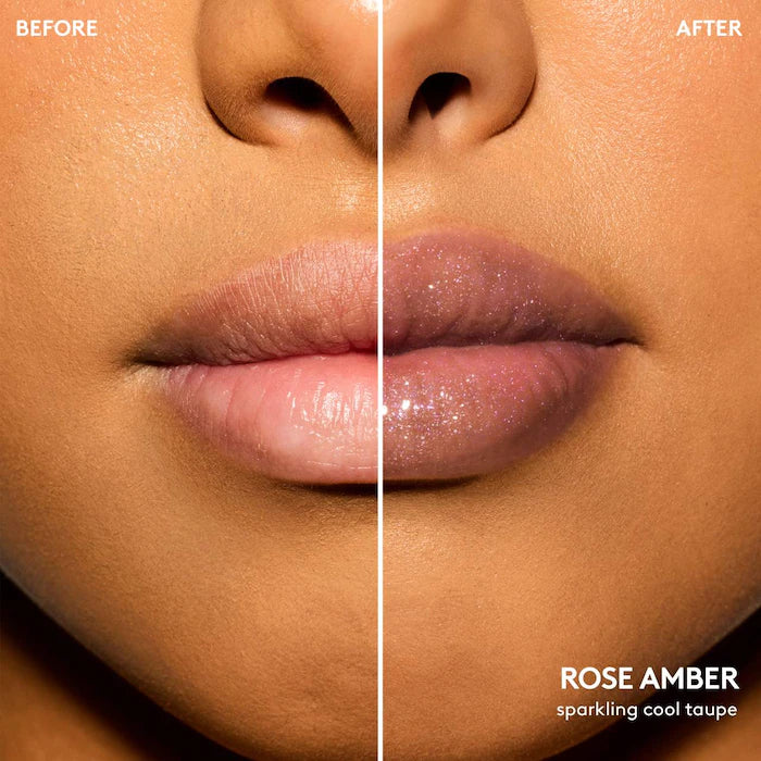 Fenty Beauty by Rihanna
Gloss Bomb Oil Luminizing Lip Oil 'N Gloss Color: Rose Amber - sparkling cool taupe brown