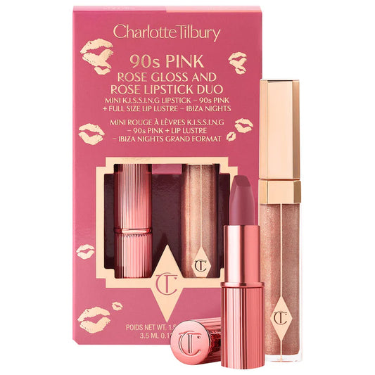Charlotte Tilbury 
K.I.S.S.I.N.G Lipstick and Lip Gloss Duos Color: 90's Pink - warm rosewood pink