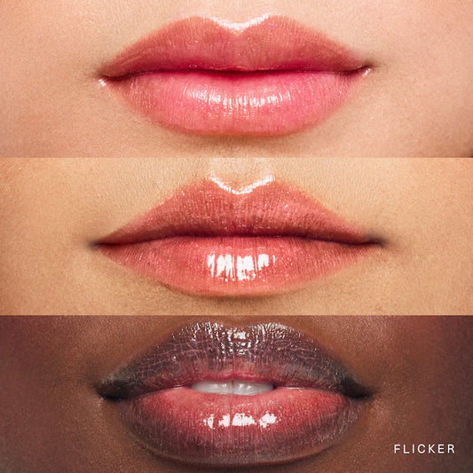 Rare Beauty by Selena Gomez
Positive Light Luminizing Lip Gloss Color: Flicker - pink with pink and blue pearl