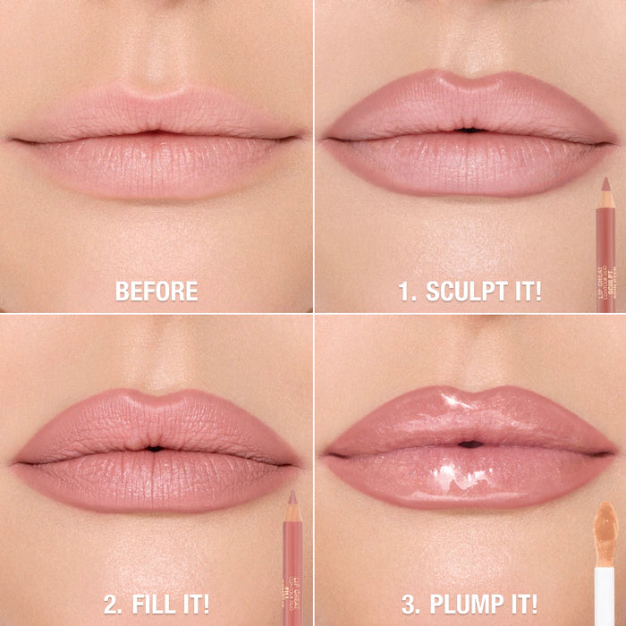 Charlotte Tilbury
Super Nudes Lip Cheat Contour Duo Lip Liner Color: Fair - Sculpt: Light Cool Pink Nude Fill: Nude Pink Mauve