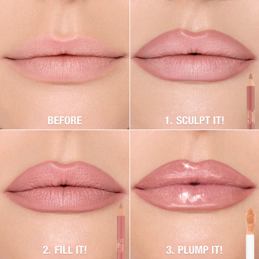 Charlotte Tilbury
Super Nudes Lip Cheat Contour Duo Lip Liner Color: Fair - Sculpt: Light Cool Pink Nude Fill: Nude Pink Mauve