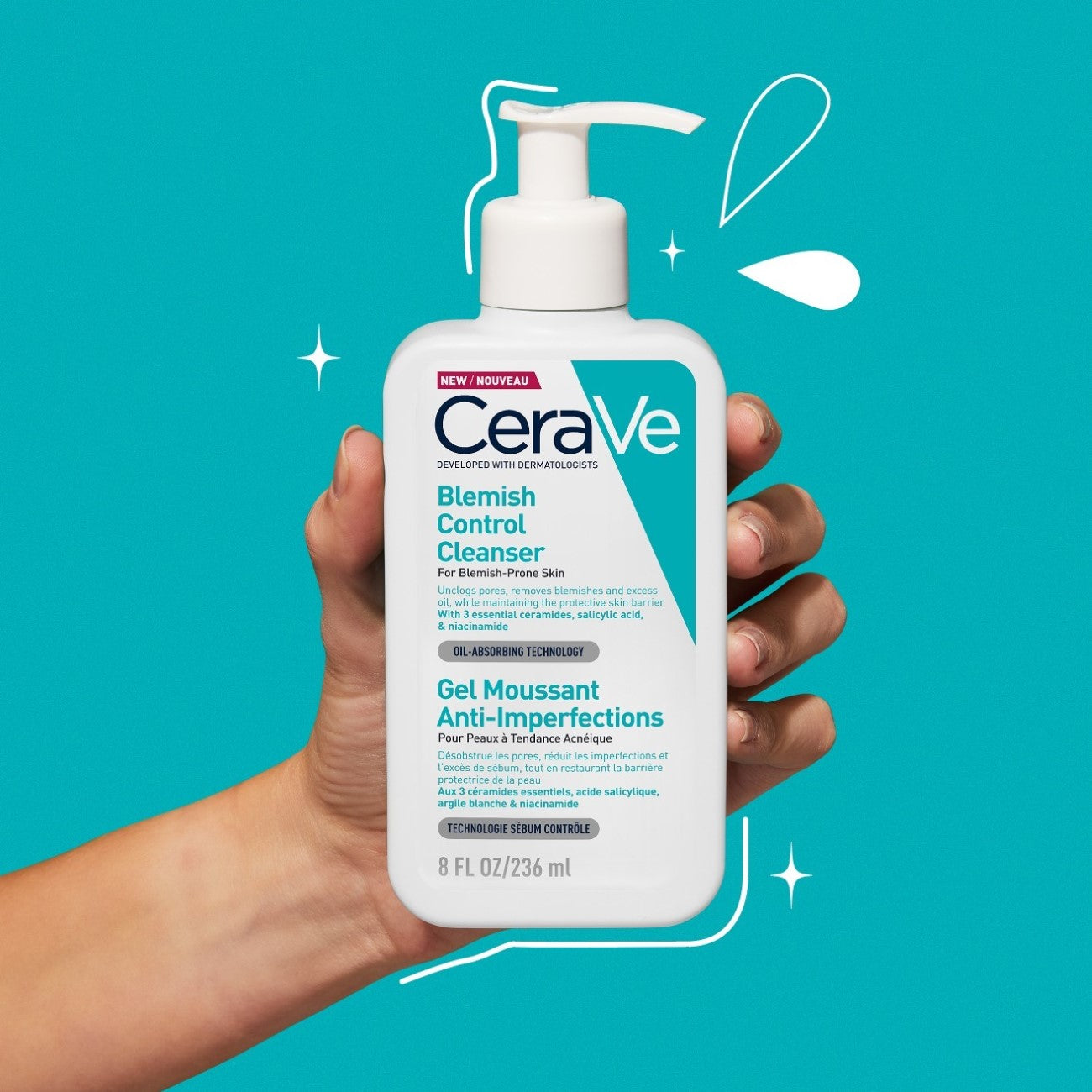 CeraVe
Blemish Control Cleanser Face Wash For Acne & Blemish Prone Skin with 2% Salicylic Acid, Niacinamide and Ceramides