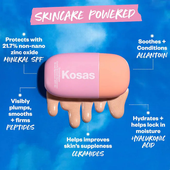 Kosas
DreamBeam Silicone-Free Mineral Sunscreen SPF 40 with Ceramides and Peptides Color: DreamBeam