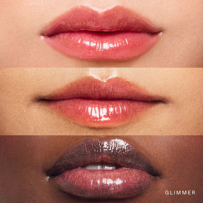 Rare Beauty by Selena Gomez
Positive Light Luminizing Lip Gloss Color: Glimmer - rose gold with champagne and rose gold pearl