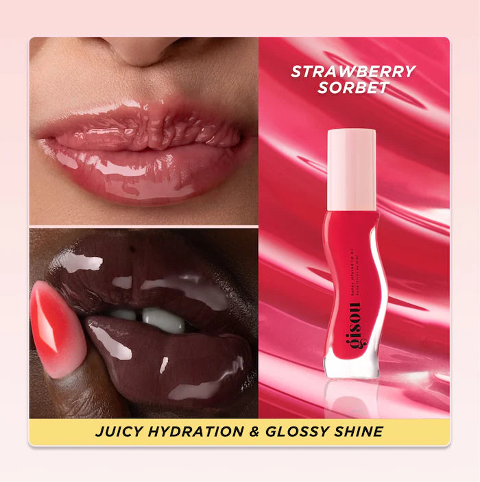 Gisou Honey Infused Hydrating Lip Oil Color: Strawberry Sorbet - Sheer Pinky Red