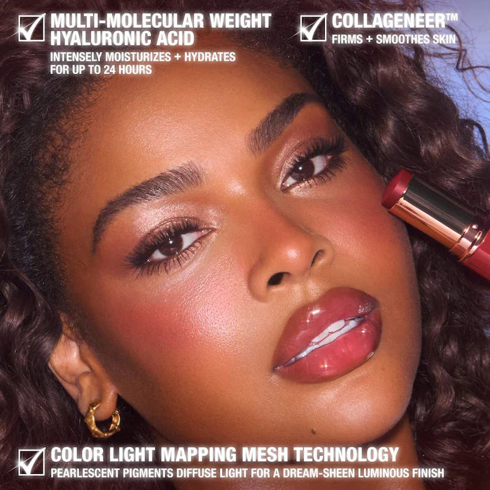 Charlotte Tilbury
Unreal Lip + Cheek Glow Blush Stick with Hyaluronic Acid Color: Cherry Glow - deep cherry red