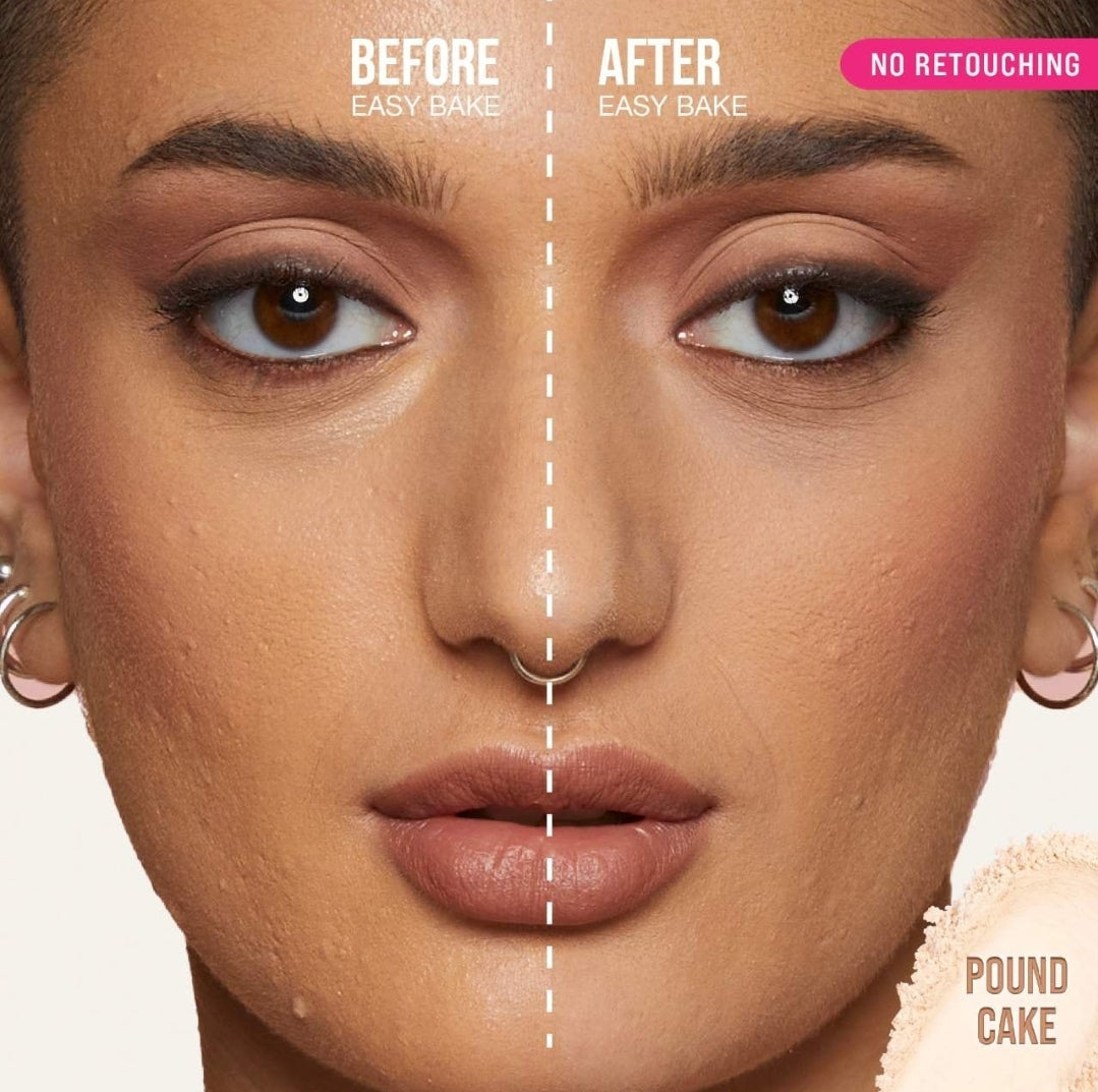 HUDA BEAUTY
Easy Bake Blurring Loose Baking & Setting Powder Color: Pound Cake - fair, light, medium, and tan skin tones. golden undertones brighten and disguise under-eye darkness.