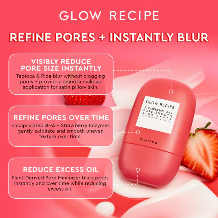 Glow Recipe Strawberry BHA Pore-Smooth Blur Drops Size: 1 oz / 30 mL