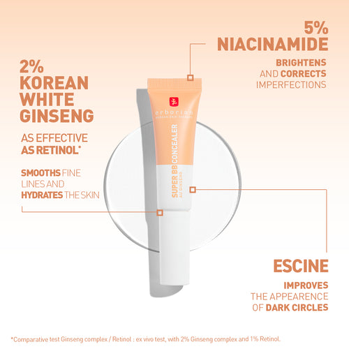 Erborian Super BB Concealer
Medium-to-full coverage concealer as concentrated as a serum
Shade : Doré