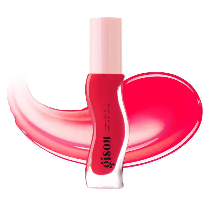 Gisou Honey Infused Hydrating Lip Oil Color: Strawberry Sorbet - Sheer Pinky Red