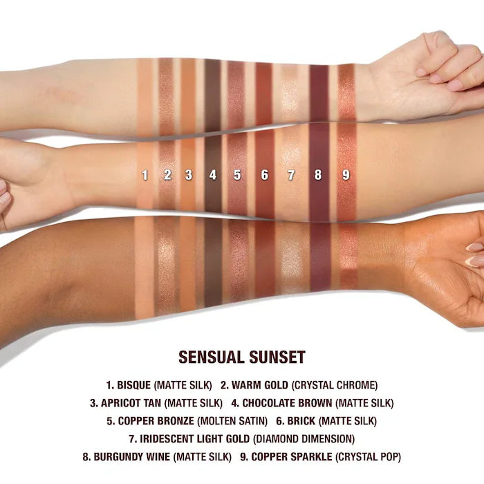 Charlotte Tilbury
Charlotte’s Beautifying Eye Trends Eyeshadow Palette Color: Sensual SunsetLimited Edition