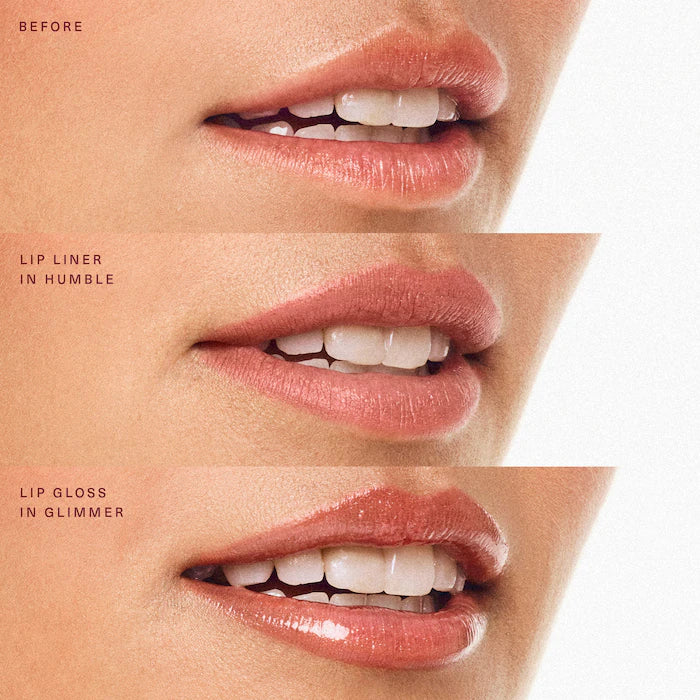 Rare Beauty by Selena Gomez
Positive Light Luminizing Lip Gloss Color: Glimmer - rose gold with champagne and rose gold pearl