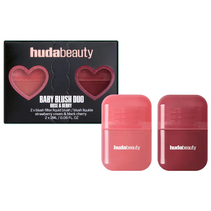 HUDA BEAUTY
Mini Baby Blush Duo Set
Color: Strawberry Cream and Black Cherry - dusty rose / burnt berry