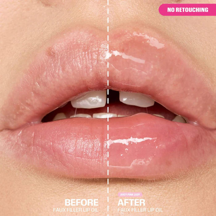 HUDA BEAUTY
Faux Filler Ultra-Hydrating Tinted Jelly Lip Oil Color: Juicy Pink Lady - sheer rosy pink