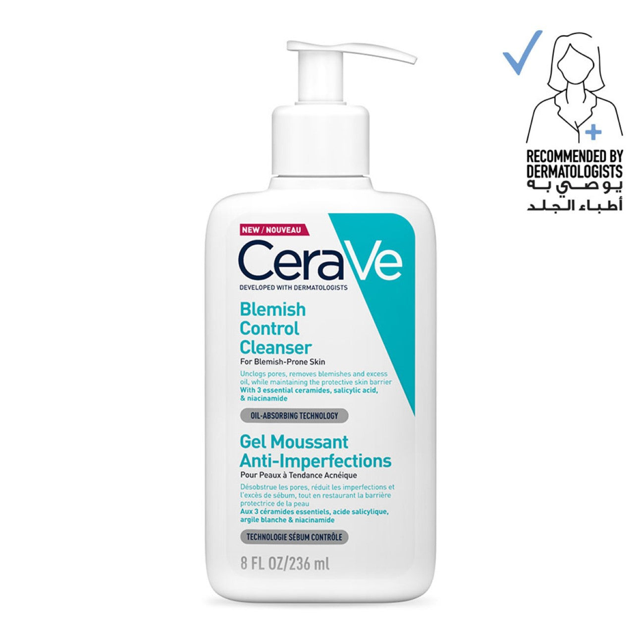 CeraVe
Blemish Control Cleanser Face Wash For Acne & Blemish Prone Skin with 2% Salicylic Acid, Niacinamide and Ceramides