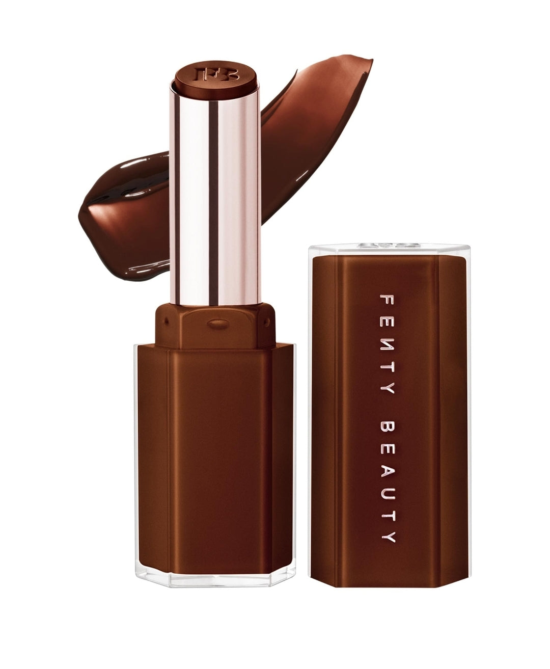 Fenty Beauty by Rihanna
Gloss Bomb Stix High-Shine Gloss Stick Color: Hot Chocolit - rich brown