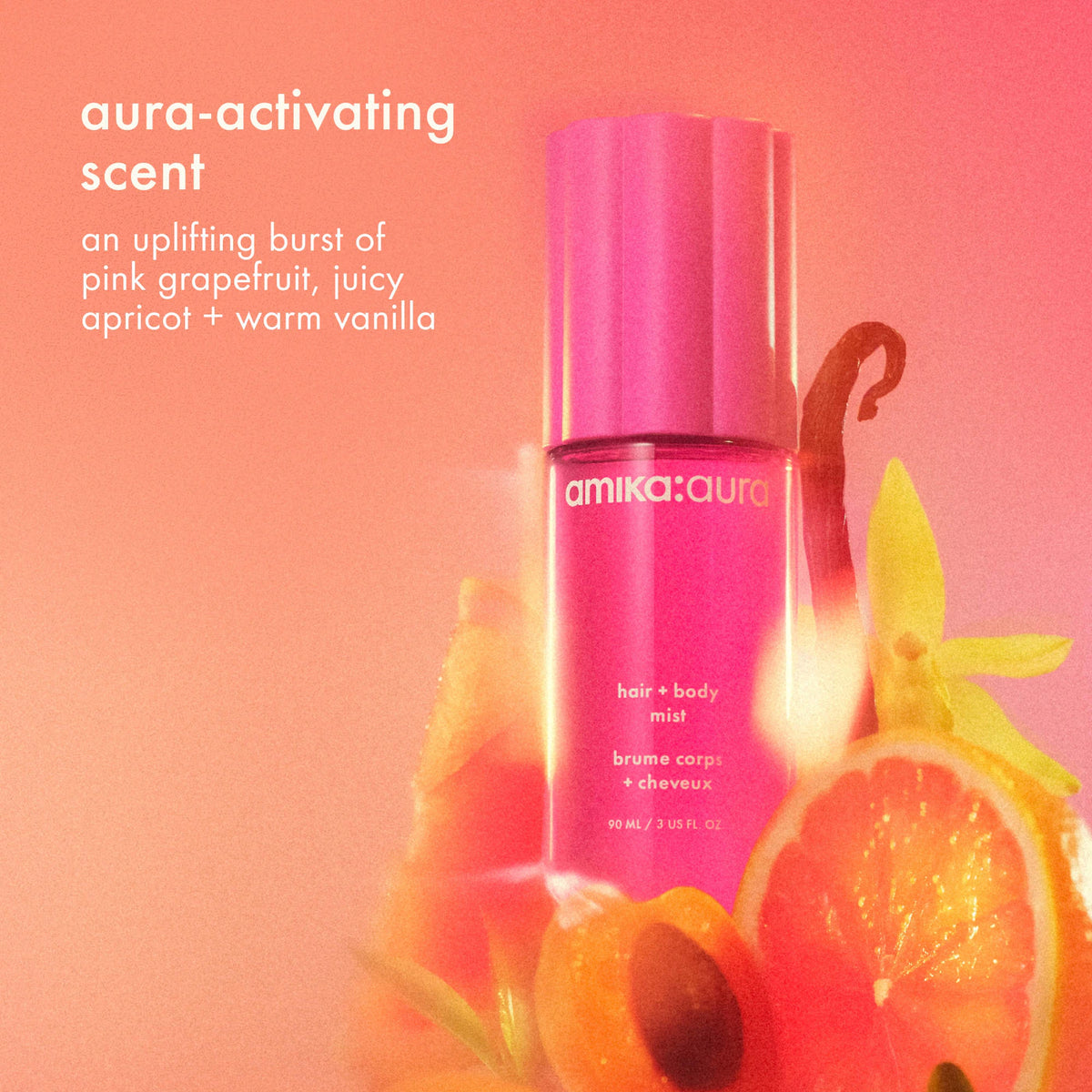 amika  amika:aura Hair & Body Mist with Vanilla and Pink Grapefruit 90ml