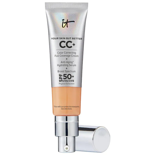IT Cosmetics 
CC+ Cream Full Coverage Color Correcting Foundation with SPF 50+ Neutral Tan - light brown shade with neutral undertones