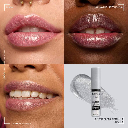 NYX Professional Makeup Butter Gloss Metallic metallic lip gloss shade 10 Ice