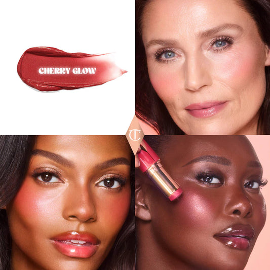 Charlotte Tilbury 
Unreal Lip + Cheek Glow Blush Stick with Hyaluronic Acid Color: Cherry Glow - deep cherry red