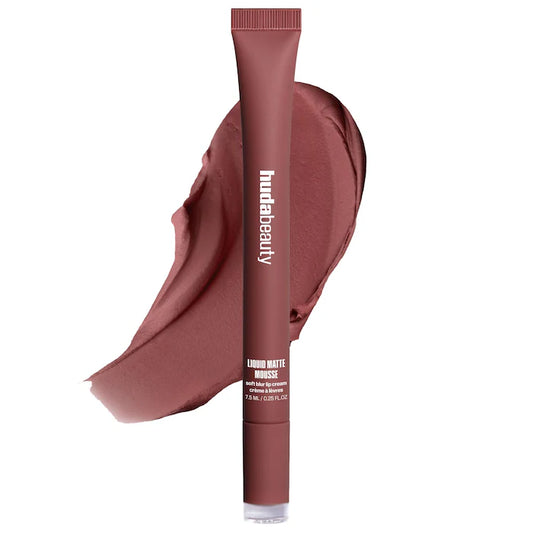 HUDA BEAUTY 
Liquid Matte Mousse Soft Blur Lip Cream Color:Berry Brown - For a rich berry plum