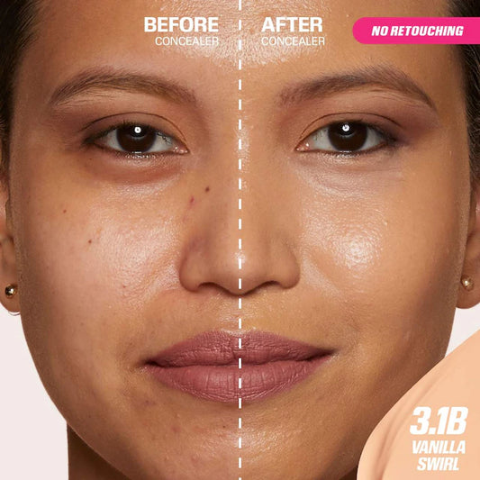 HUDA BEAUTY 
#FauxFilter Matte Buildable Coverage Waterproof Concealer Color: Vanilla Swirl 3.1 Beige - light-medium skin tones with pink undertones
