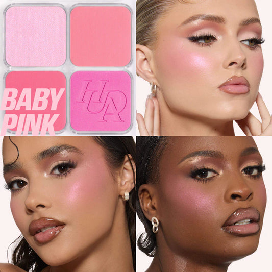 HUDA BEAUTY 
Blush Filter Blurring Blushlighters Palette Color: Baby Pink - A playful mix of bubblegum pink, soft pinks, ballet and electric tones