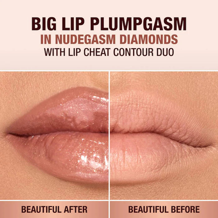 Charlotte Tilbury 
Big Lip Plumpgasm Plumping Lip Gloss Color: Nudegasm Diamonds - Sheer, champagne-nude