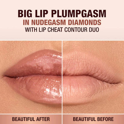 Charlotte Tilbury 
Big Lip Plumpgasm Plumping Lip Gloss Color: Nudegasm Diamonds - Sheer, champagne-nude