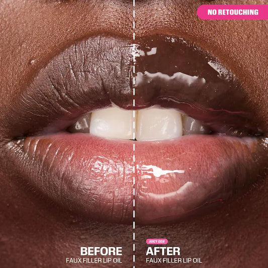 HUDA BEAUTY
Faux Filler Ultra-Hydrating Tinted Jelly Lip Oil Color: Juicy Goji - sheer electric pink