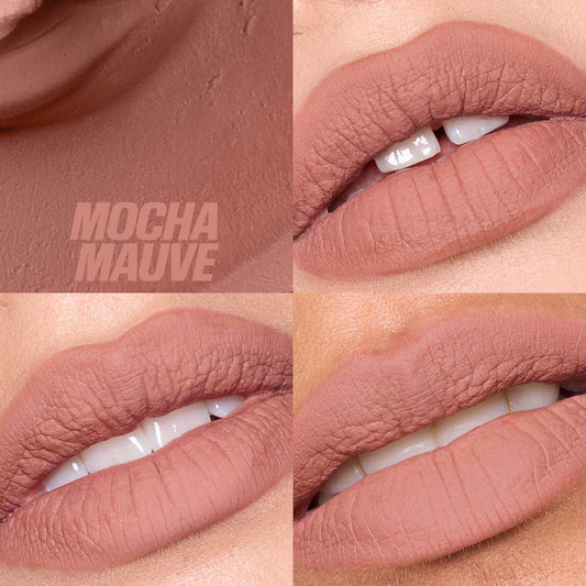 HUDA BEAUTY 
Liquid Matte Mousse Soft Blur Lip Cream Color:Mocha Mauve - For a cool-toned beige