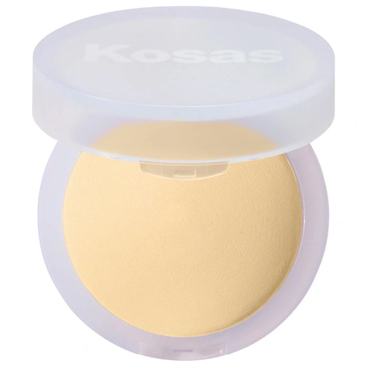 Kosas 
Cloud Set Baked Setting & Smoothing Talc-Free Vegan Powder Color: Buttery - sheer brightening yellow