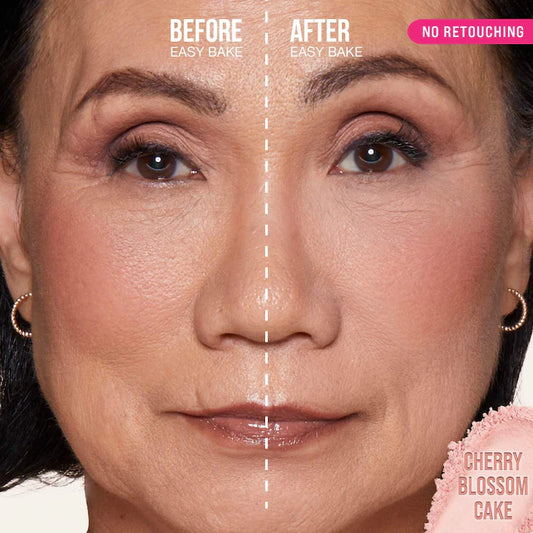 HUDA BEAUTY 
Easy Bake Blurring Loose Baking & Setting Powder Color: Cherry Blossom - sheer soft pink. brighten and disguise under-eye darkness