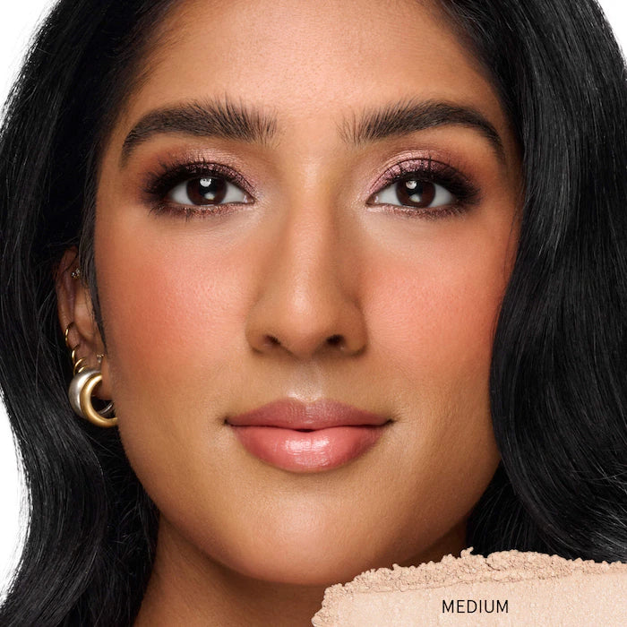 ONE/SIZE by Patrick Starrr 
Bouclé Silk Airbrushed Talc-Free Finishing Powder Color: Medium - medium, neutral undertones