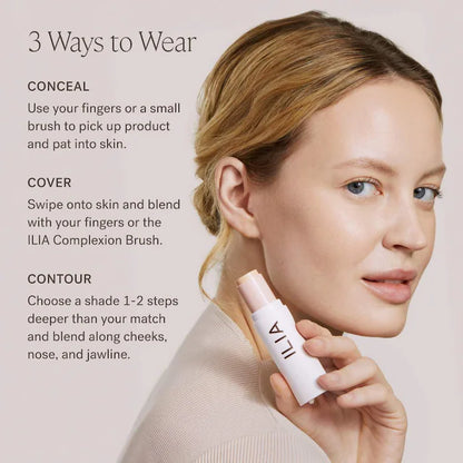 ILIA 
Skin Rewind Blurring Foundation and Concealer Complexion Stick Color: 12N Sycamore - Light with neutral undertones