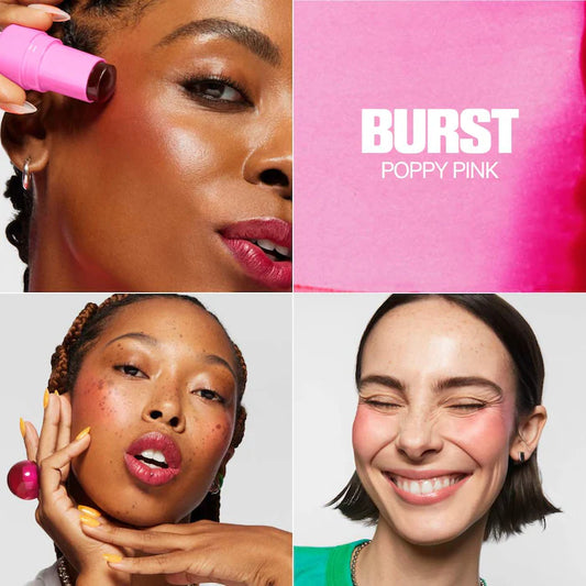 MILK MAKEUP 
Cooling Water Jelly Tint Lip + Cheek Blush Stain Color: Burst - Poppy Pink