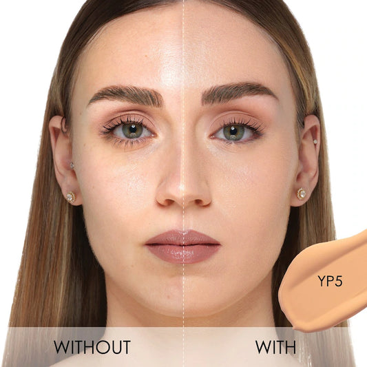 NATASHA DENONA 
Hy-Glam Brightening & Hydrating Medium to Full Coverage Crease Proof Serum Concealer Color: YP5 - light yellow
