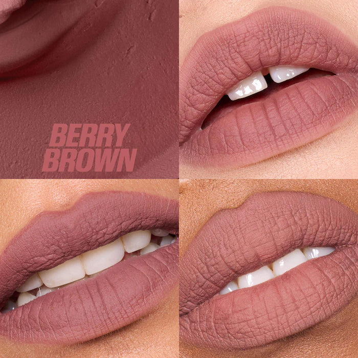 HUDA BEAUTY 
Liquid Matte Mousse Soft Blur Lip Cream Color:Berry Brown - For a rich berry plum