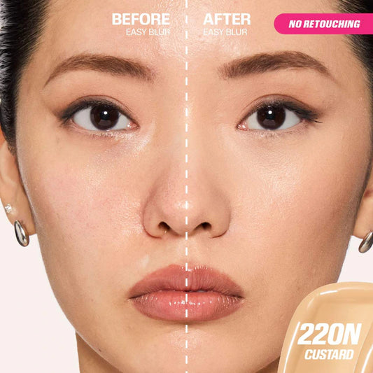 HUDA BEAUTY 
Easy Blur Natural Airbrush Foundation with Niacinamide Custard 220N - Light skin with neutral undertones