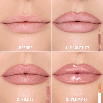Charlotte Tilbury 
Super Nudes Lip Cheat Contour Duo Lip Liner Color: Fair - Sculpt: Light Cool Pink Nude Fill: Nude Pink Mauve