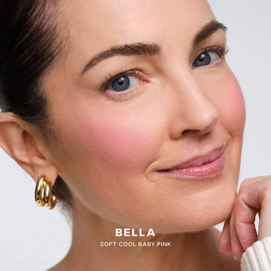 Saie 
SuperSuede™ Talc-Free Powder Blush Color: Bella - soft cool baby pink
