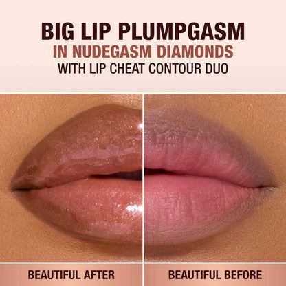 Charlotte Tilbury 
Big Lip Plumpgasm Plumping Lip Gloss Color: Nudegasm Diamonds - Sheer, champagne-nude
