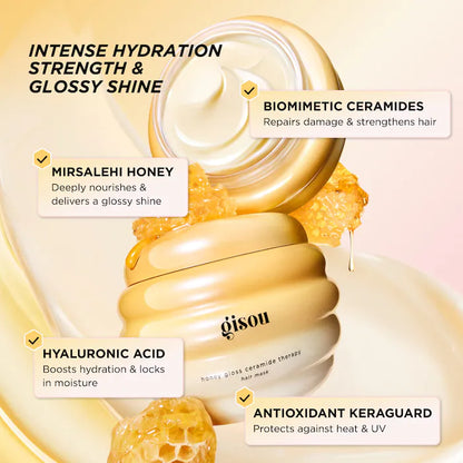 Gisou 
Honey Gloss Ceramide Therapy Hydrating Hair Mask Size: 7.8 oz / 230 ml