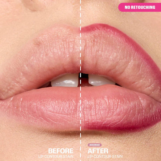 HUDA BEAUTY 
Lip Contour Lip Stain for 12-Hour Wear Color: Rosewood - rosy pink
