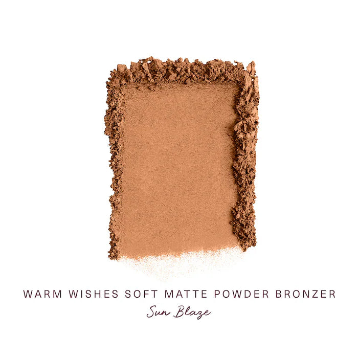 Rare Beauty by Selena Gomez 
Warm Wishes Soft Matte Powder Bronzer Color: Sun Blaze - tan with neutral warm undertone
