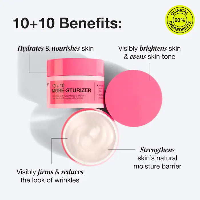 INNBEAUTY PROJECT 
10 + 10 Moisturizer with 10% Vitamin C + 10% Peptide Complex + Ceramides Size:50ml