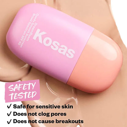 Kosas 
DreamBeam Silicone-Free Mineral Sunscreen SPF 40 with Ceramides and Peptides Color: DreamBeam