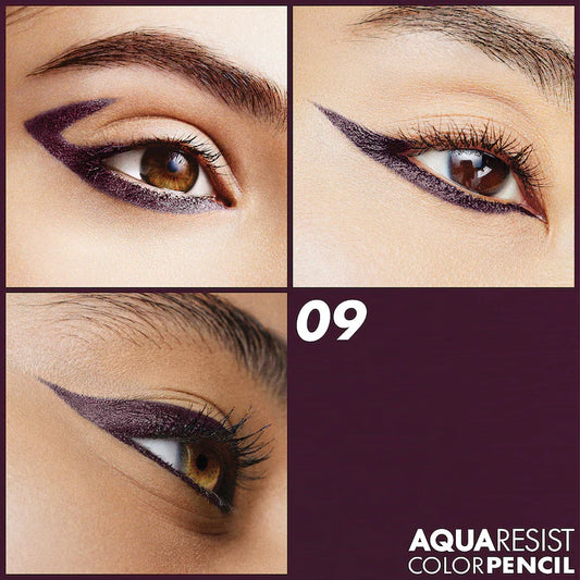 MAKE UP FOR EVER 
Aqua Resist Color Pencil Eyeliner Color: 09 Ivy - burgundy
